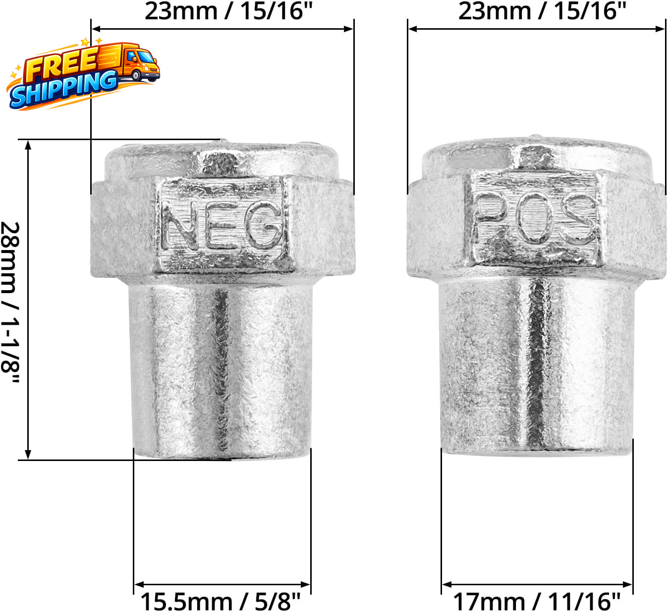 Car Positive Negative Battery Post Terminal, 2 Pair Zinc Alloy Battery Adapter,