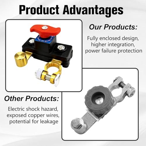 2PCS Car Battery Power Cut-Off Switch Breaker, Adjustable Pure Copper Stable
