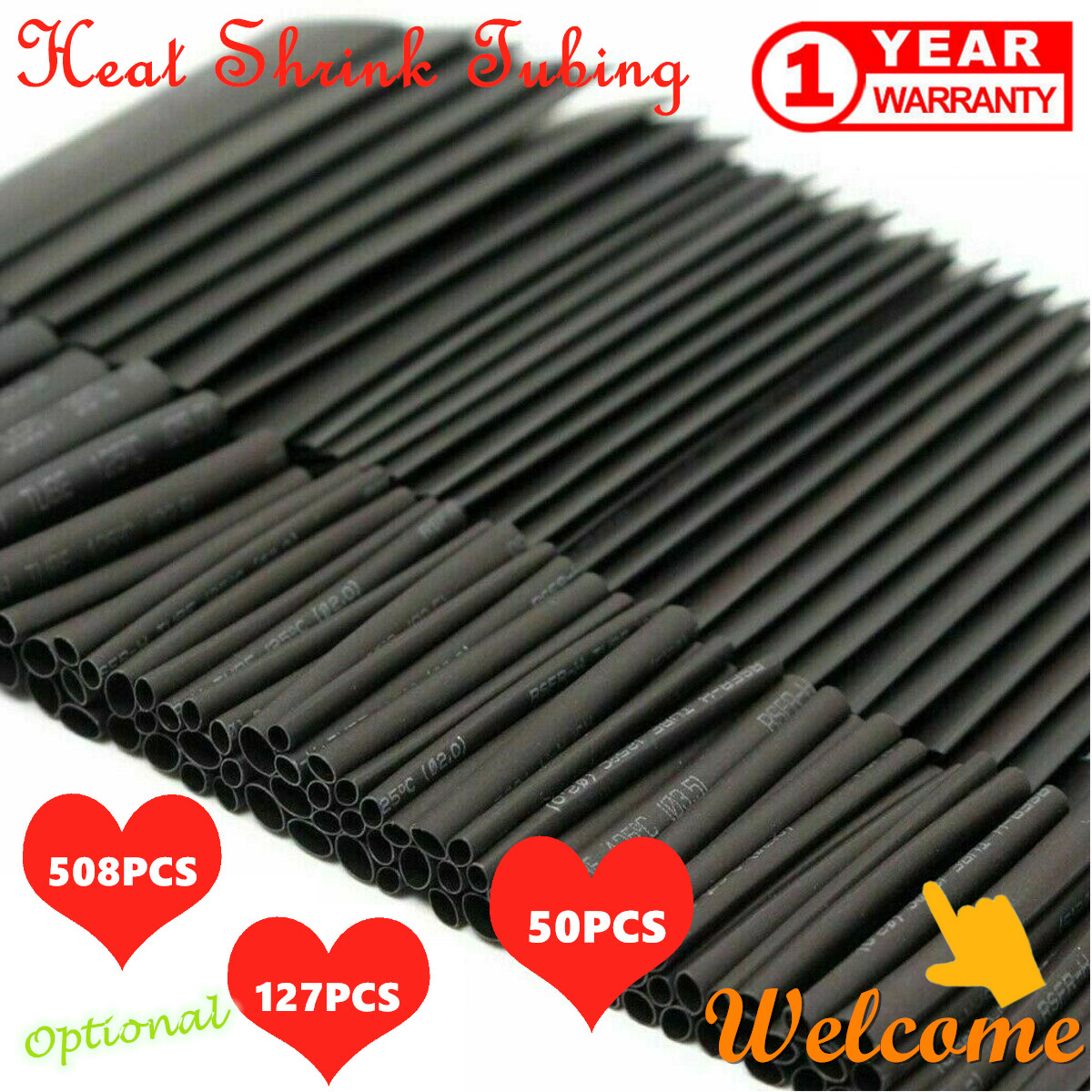 50-508X Heat Shrink Tubing Wire Wrap Assortment Set Electrical Connection Cable