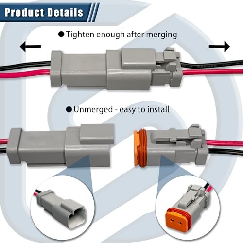 2 Pin Deutsch DT Waterproof Connector Kit, 16 AWG Automotive 2-pin/6Pack
