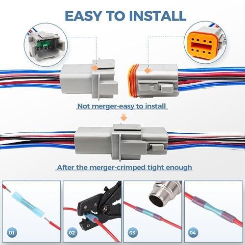 6 Kit Deutsch DT 12 pin Grey Male Female Wiring Harness Deutsch 6Set Grey 12Pin