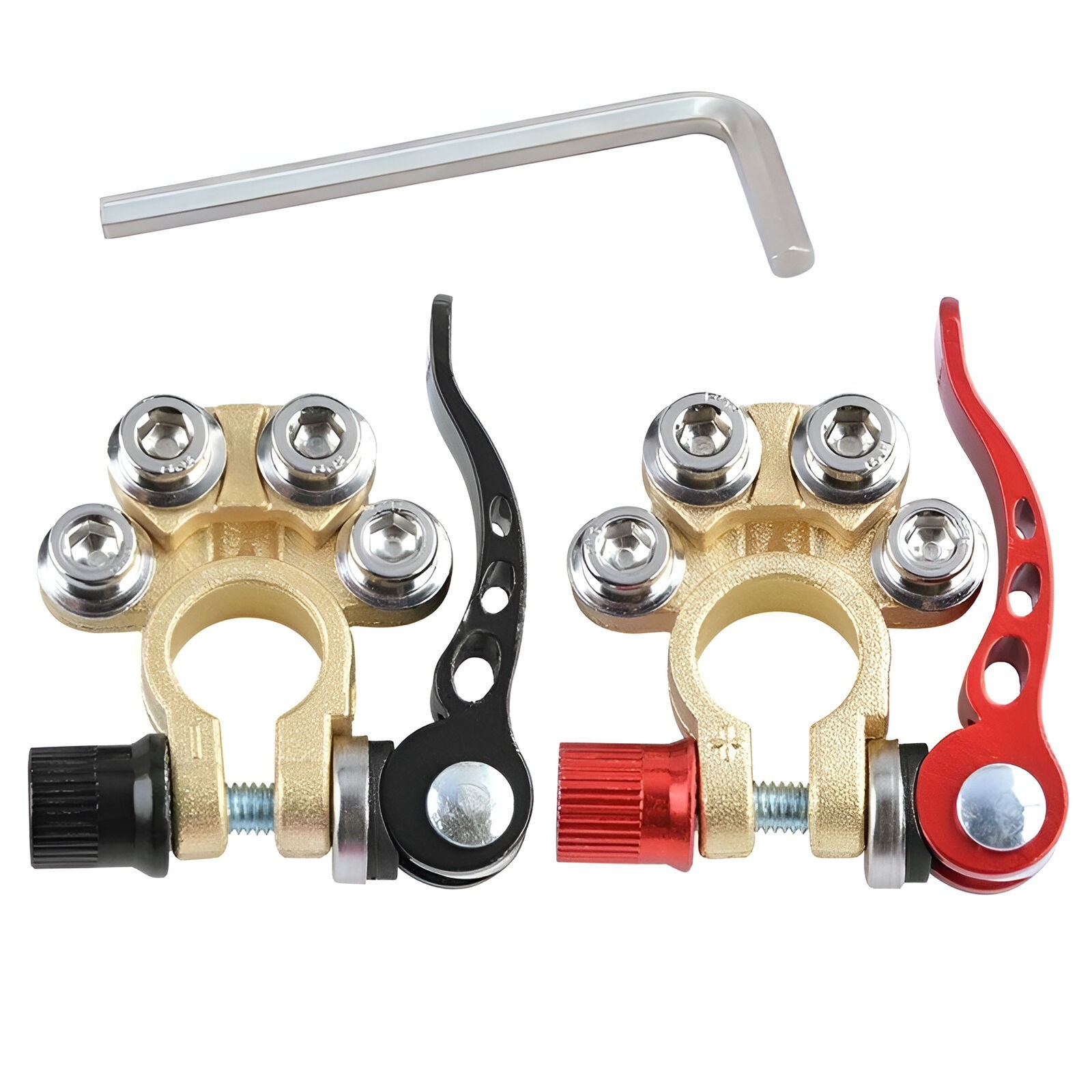 2PCS 4 Way Car Battery Terminal Clamp Connectors Quick Release Disconnect Tool