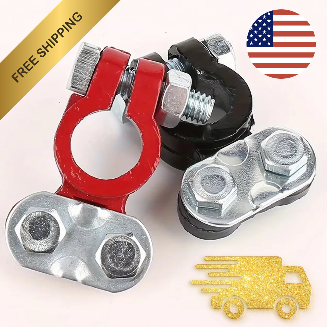 Universal 2 Car Battery Terminal Connector Top Post Positive Negative Heavy Duty