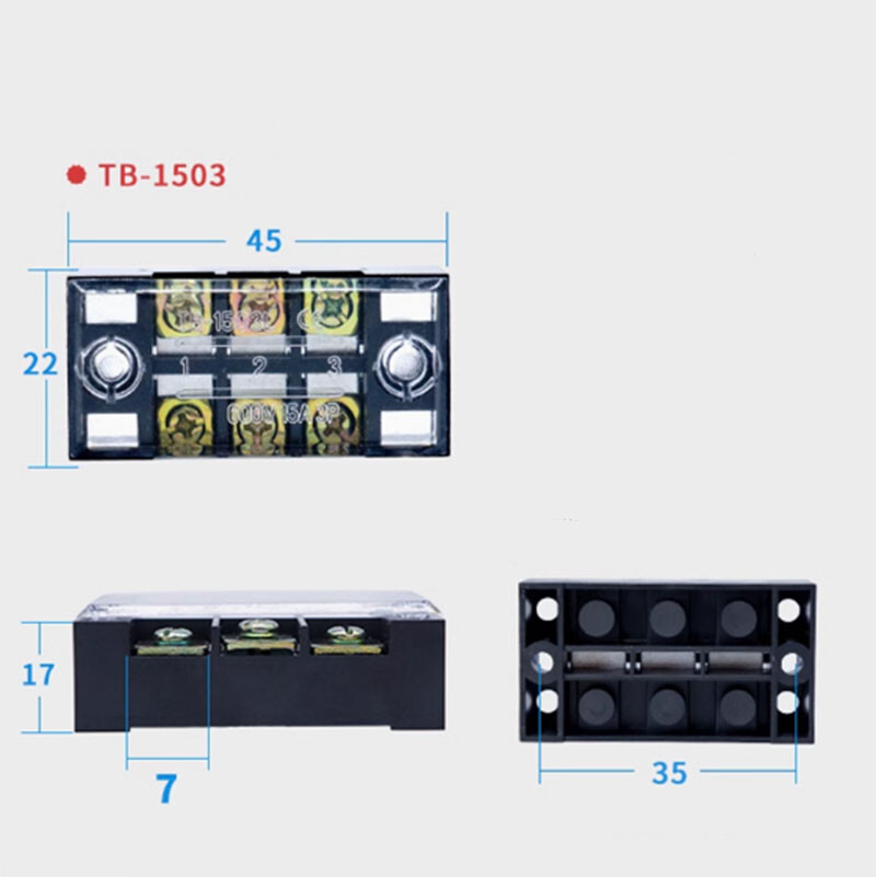 600V 15A 25A Dual Row 3-12 Position Screws Terminal Electric Barrier Strip Block