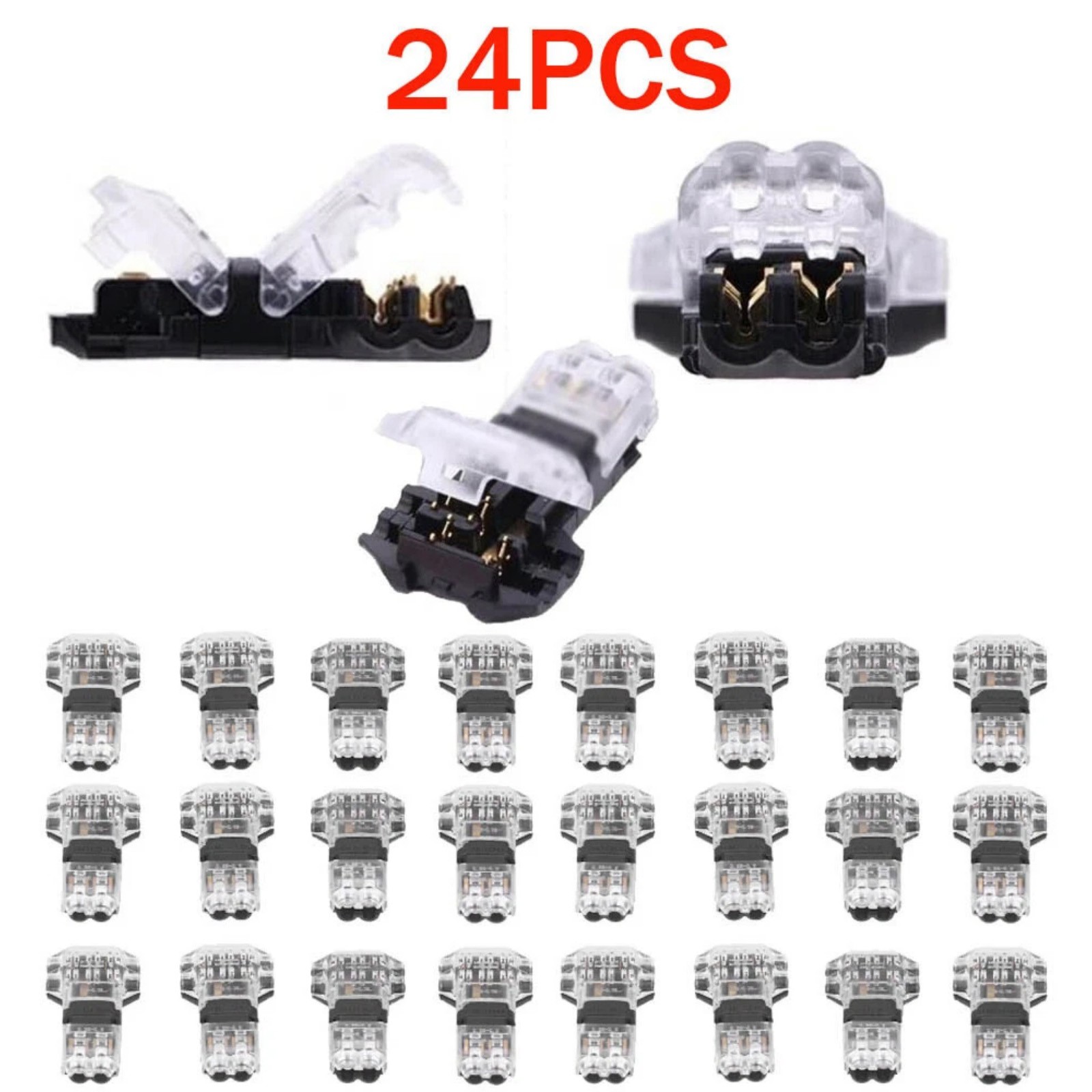 24 Pack 3 Way T Tap Electrical Connector for Wire 20 22 AWG Application Use