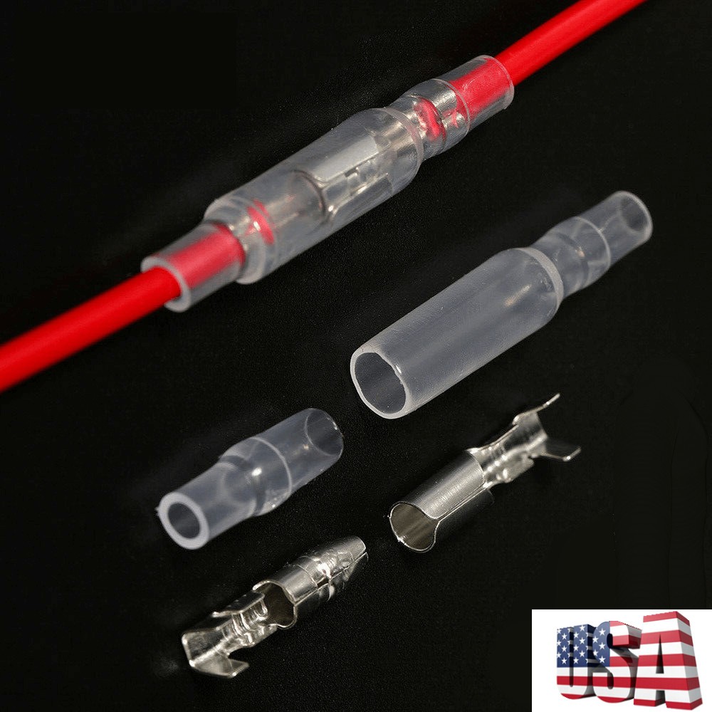 200pcs Motorcycle Bullet Connectors 4.0mm Male Female Butt Splice Terminals US