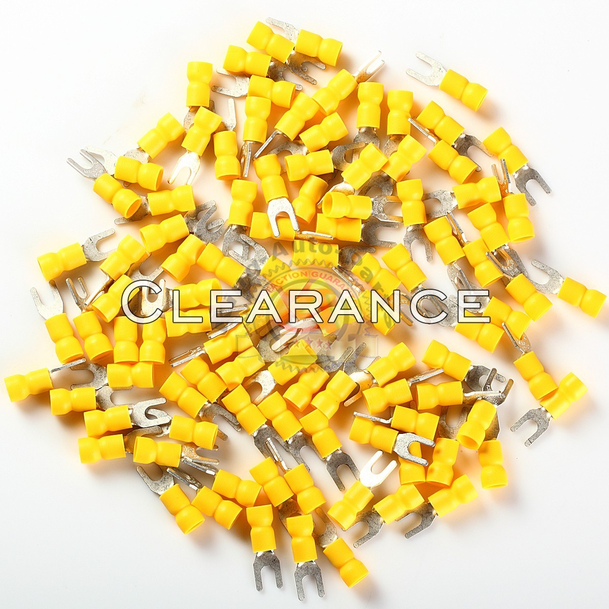 100pcs #8 Yellow SPADE TERMINAL 16-14GA VINYL INSULATED CRIMP WIRE CONNECTOR