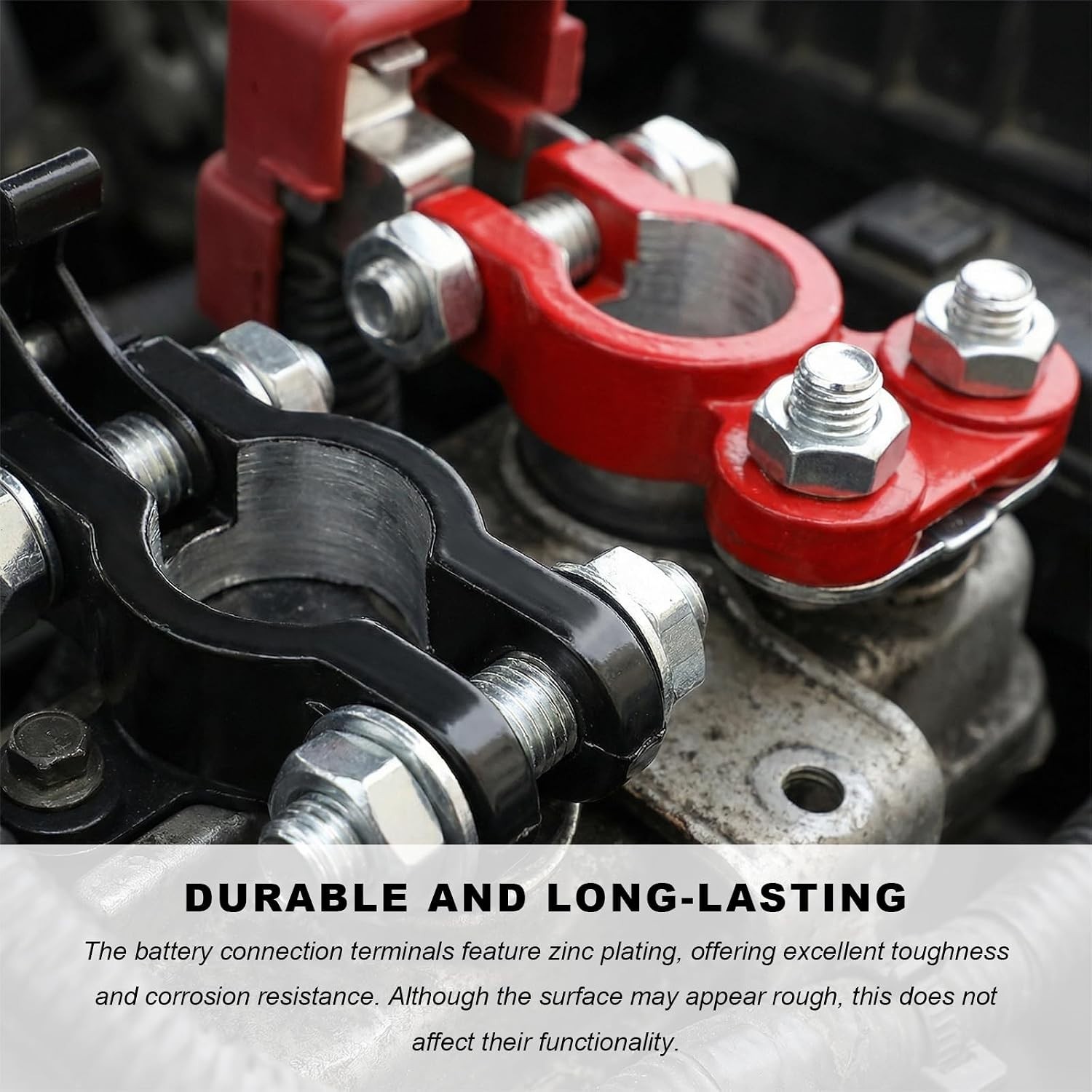 2PCS Aluminum Battery Post Connectors with Anti-Corrosion Washers for Vehicles