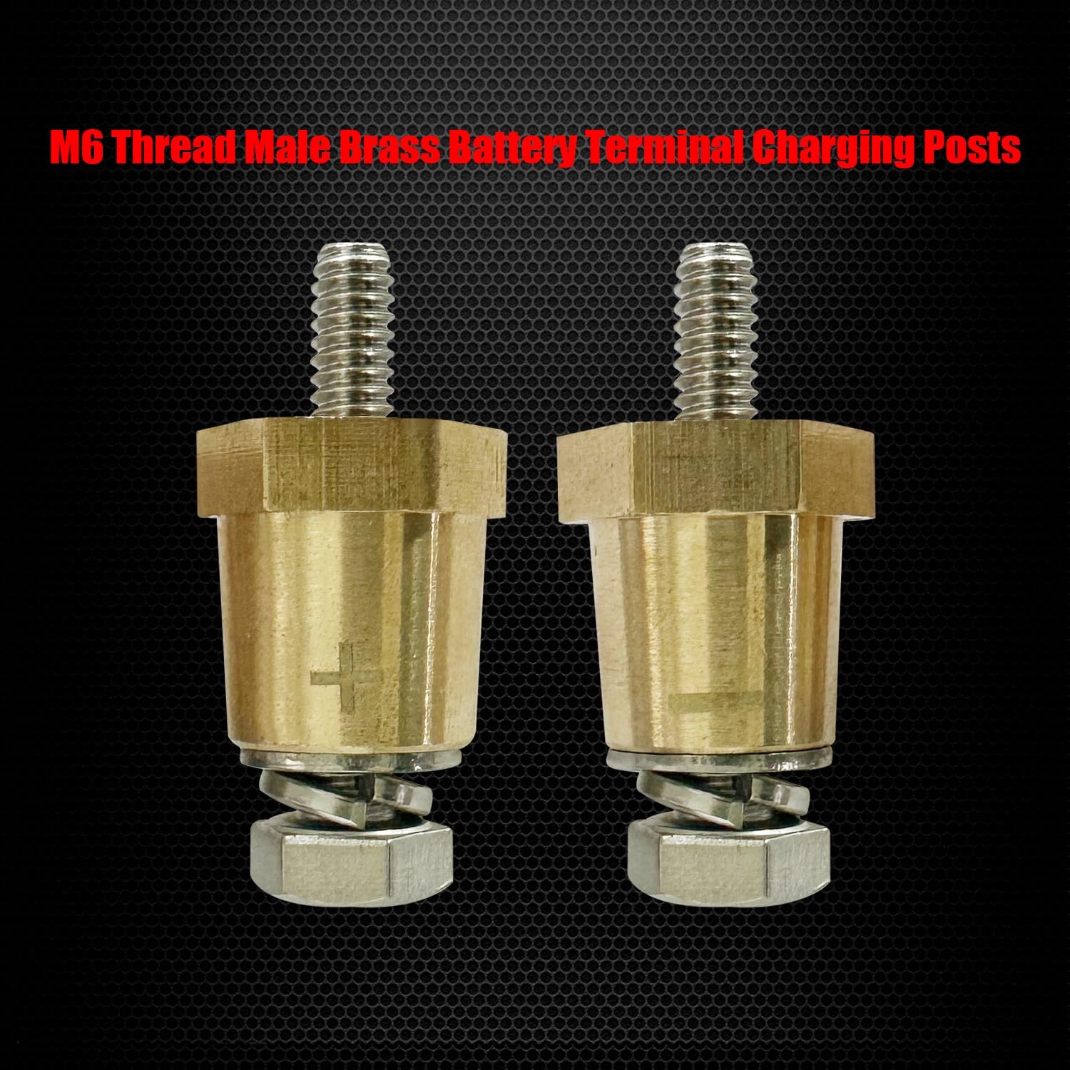 M6 Thread Brass Battery Terminal Charging Posts, Battery Post Adapter (+/-)
