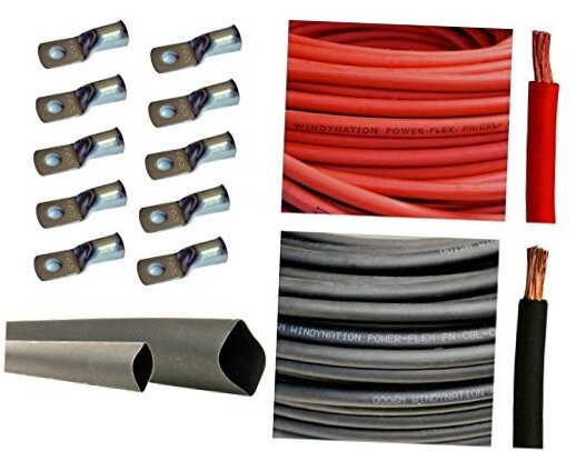 2 AWG 5 Feet Black + 5 Feet Red (10 Feet Total) 2 Gauge 5 ft Black + 5 ft Red