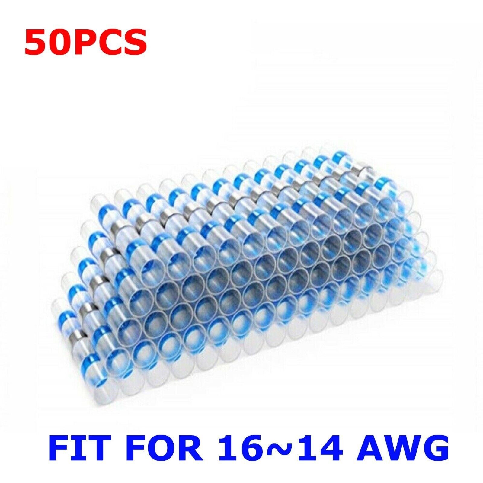 50pcs Solder Seal Sleeve Butt Wire Connectors Terminals Waterproof Heat Shrink