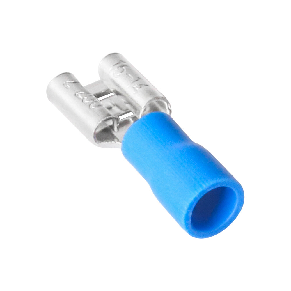 200Pcs FDD2-250 Female Insulated 6.3mm Crimp Terminal 16-14 AWG Blue Connectors