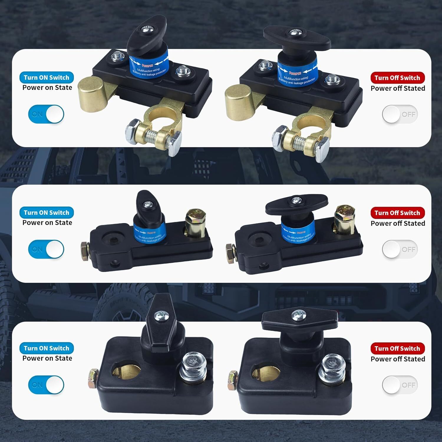 Car Battery Disconnect Switches 12V/24V, Heavy Duty Shut Off Gold