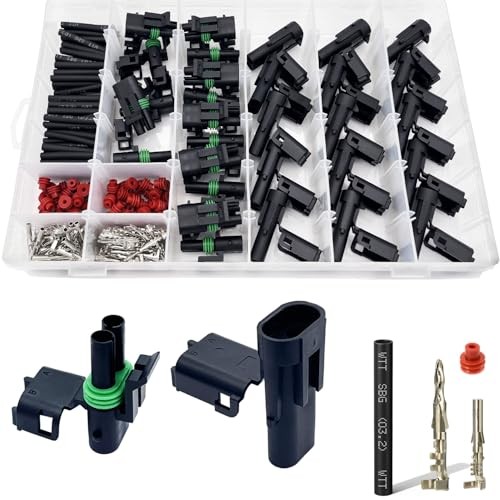 15 Kits 2 Pin Connector Weather Pack Connectors Kit Automotive 18-14AWG 15Set
