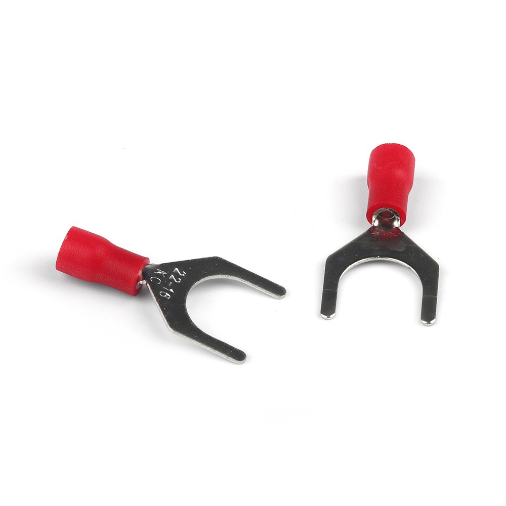 100PCS Red 22-16 AWG Insulated Crimp Spade Fork U Terminal Connectors SV1.25-10