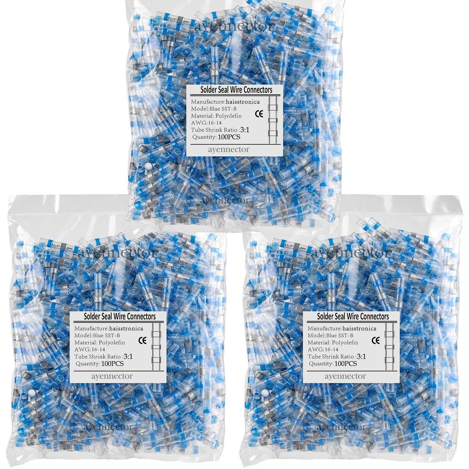 300 Solder Seal Sleeve Heat Shrink Butt Wire Connectors Terminals Waterproof KIT