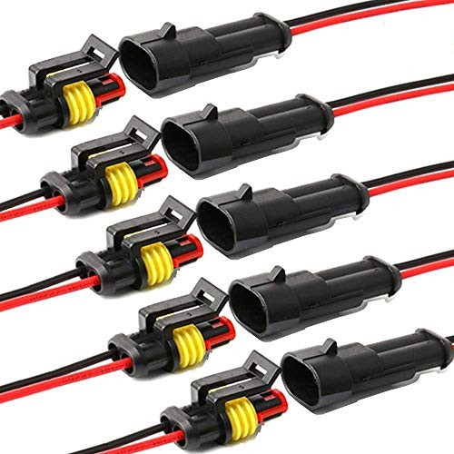 Way Car Waterproof Electrical Connector,16 AWG 2 pin Plug 2pin connector–5pack