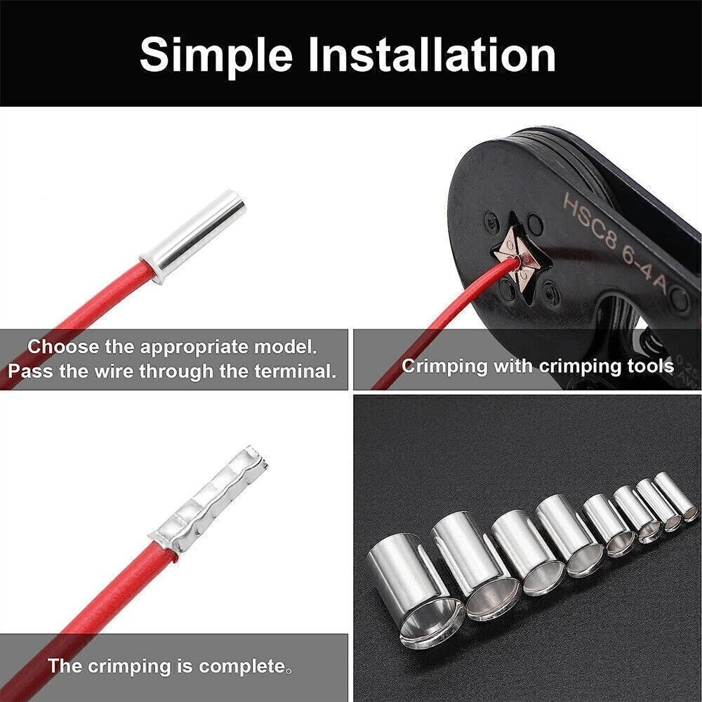 30-500X Non-Insulated Wire Ferrules 4AWG 25.0mm² Copper Barrel Pin Cord Terminal