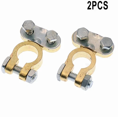 1 Pair 12V Battery Terminal Connectors Brass Alloy Car Clamp Set – NEW