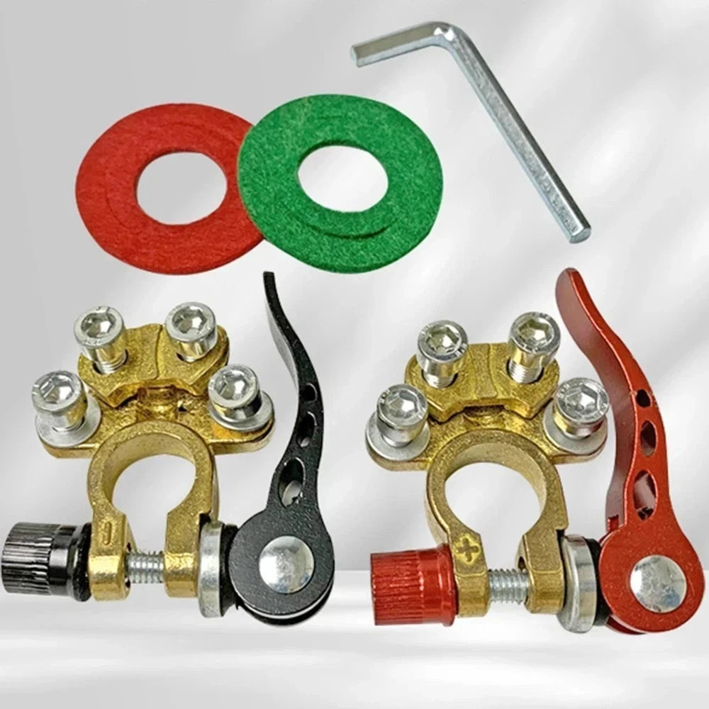 2PCS 4 Way Car Battery Terminal Clamp Connectors Quick Release Disconnect Tool