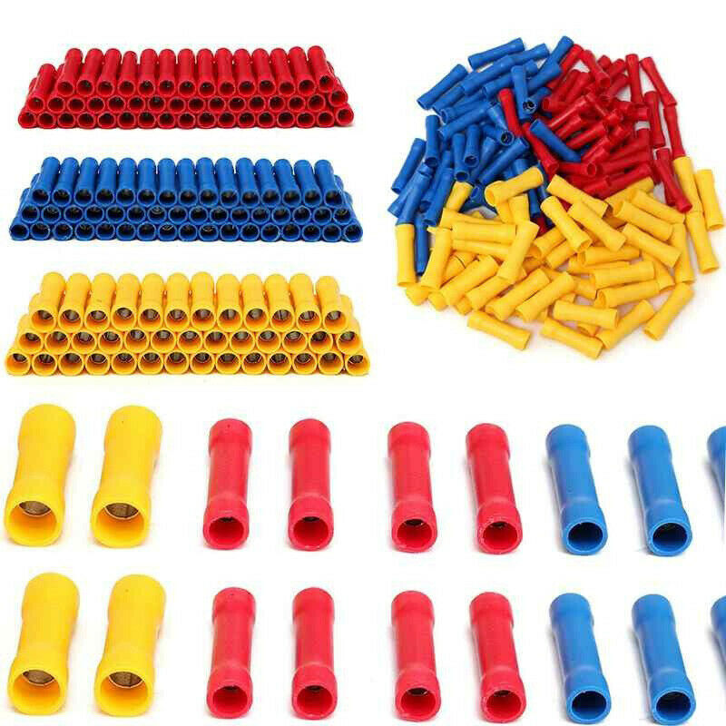 500Pcs Fully Insulated Straight Crimps Terminals Wire Butt Splice Connectors Kit