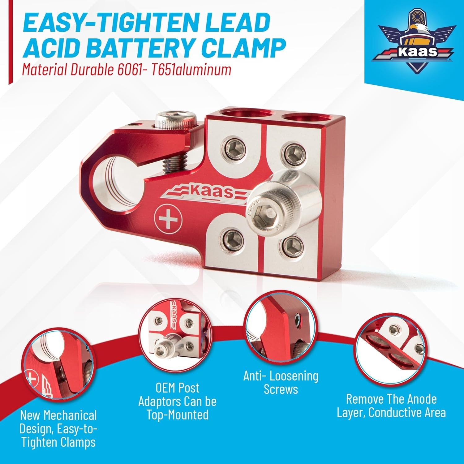 Lead Acid Battery Terminal Clamps, Positive and Negative Set, for SAE/DIN/EN Tap