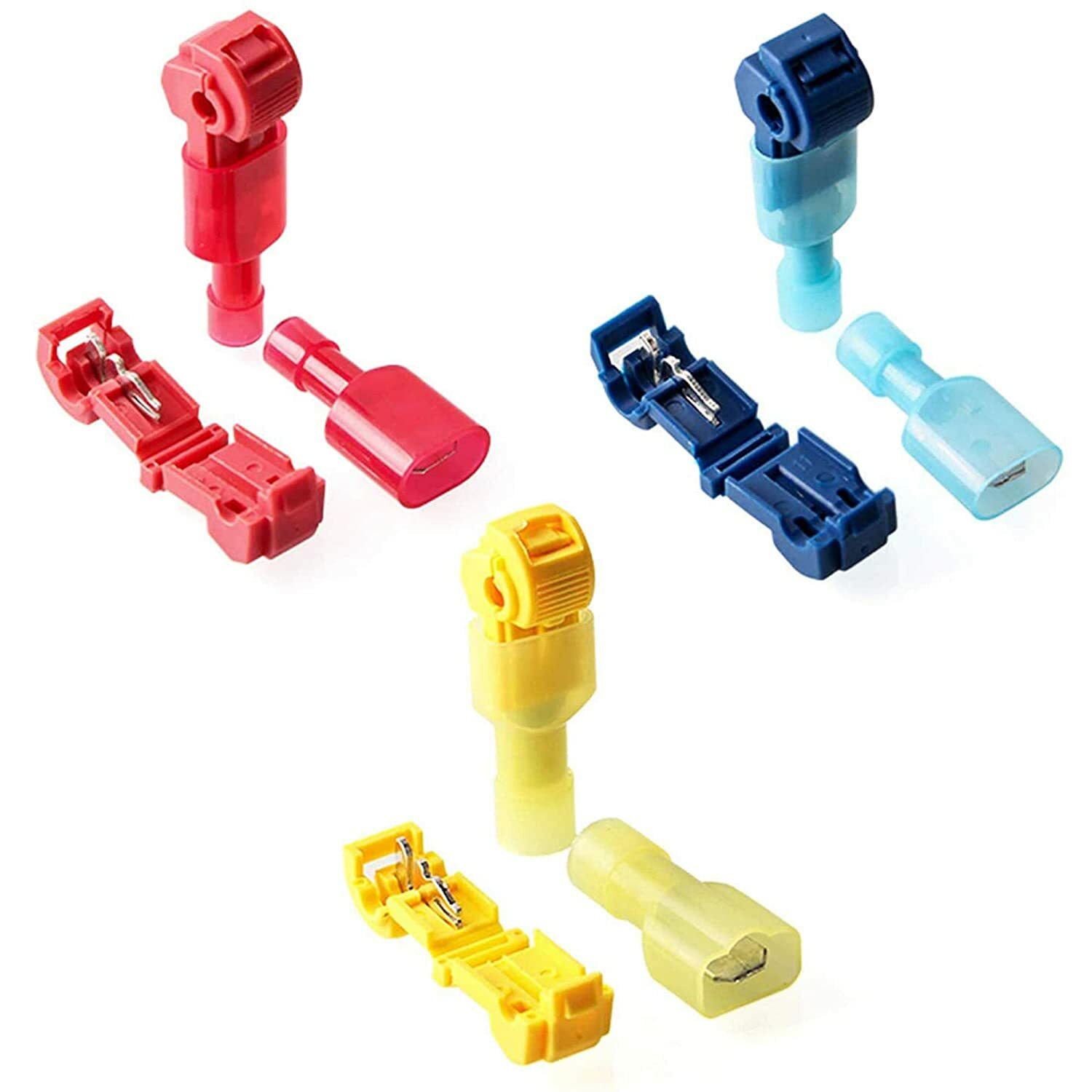 240pcs T T-Taps Wire Terminal Connectors Insulated 22-10 AWG Quick Splice Kit