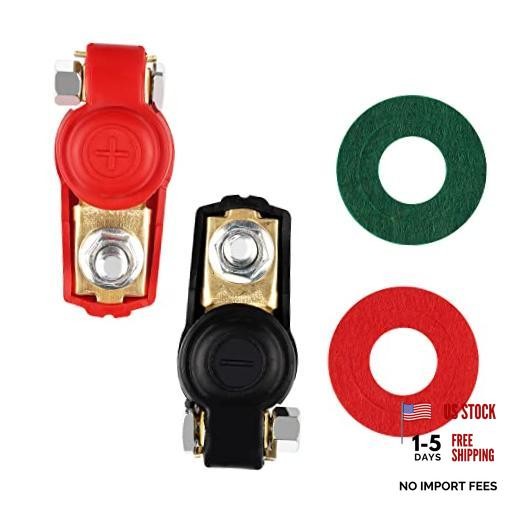 2PCS Pure Copper Battery Terminal Connectors+2PCS Battery Terminal Fiber