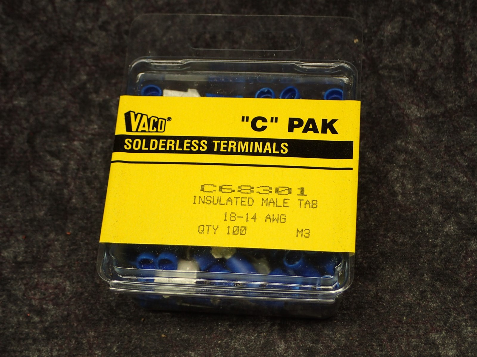 Klein / Vaco C68301 Insulated Male Tab 18-14 AWG, qty 100 pack (BN445)