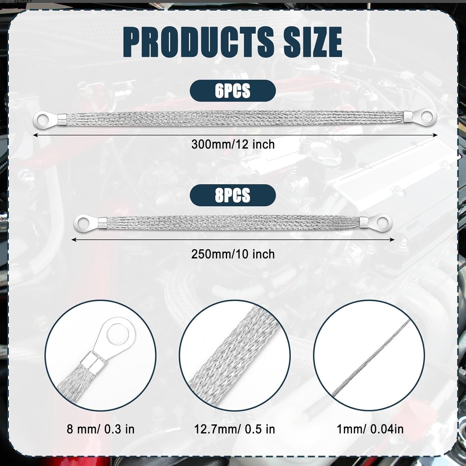 14pcs Ground Straps, 10/12 inch Engine Universal Automotive Ground Strap Kit …
