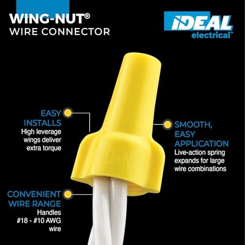 Ideal Electrical 30-451 Wing-Nut Wire Connectors Twist-On 600 V Yellow 100 /
