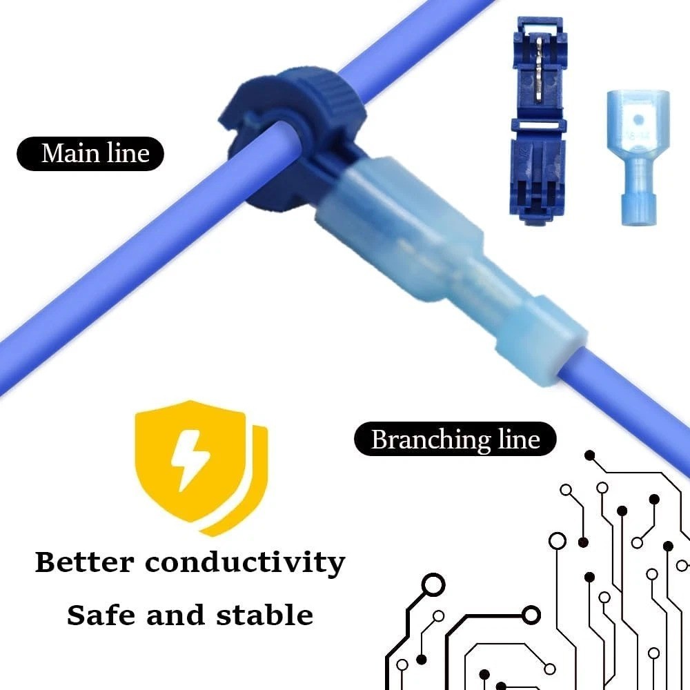 50PCS T-Tap 16-14AWG Wire Terminals Cable Quick Splice Crimp Connectors Kit