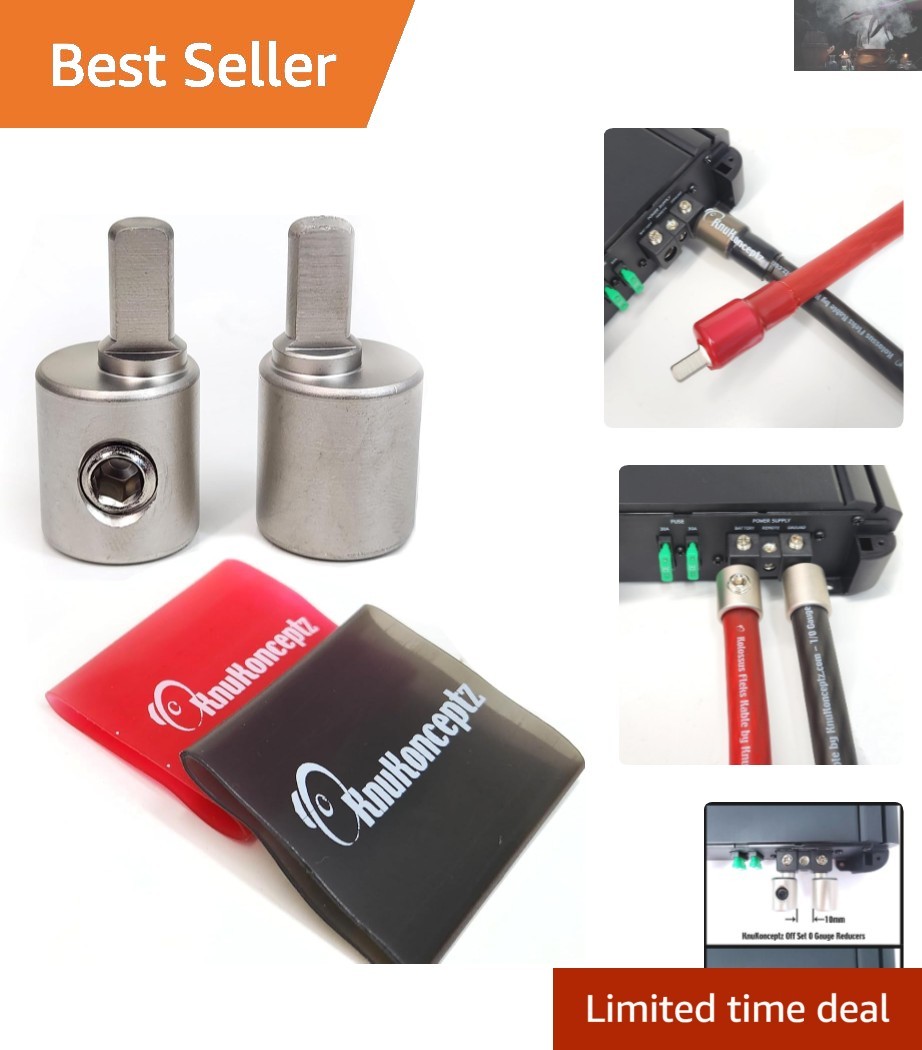 Nickel Plated Brass Wire Gauge Reducer 1/0 to 4 Gauge Pair with Heat Shrink