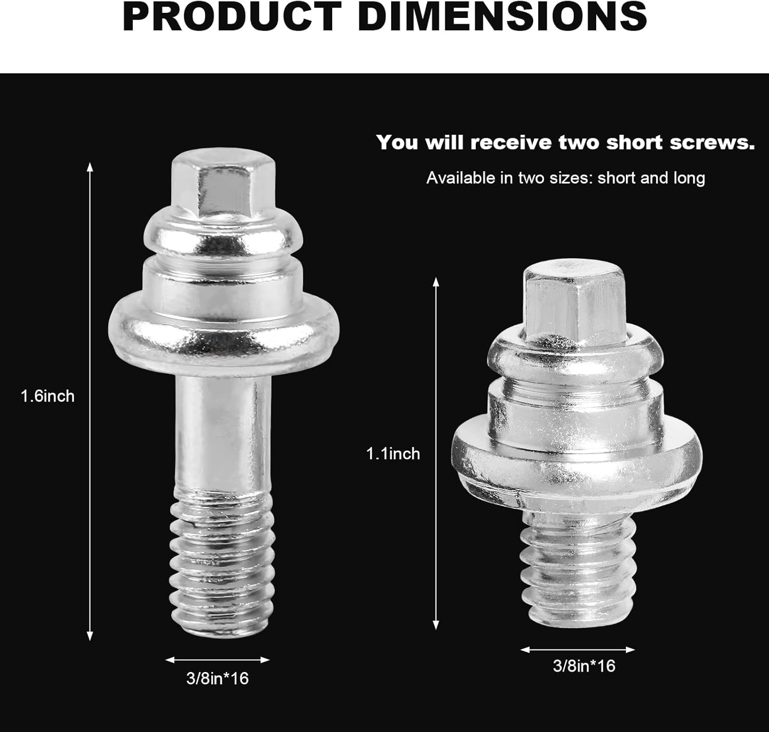 2PCS 3/8”-16 Battery Terminal Bolts,Q235 Steel Side Post Battery Bolts for Batt