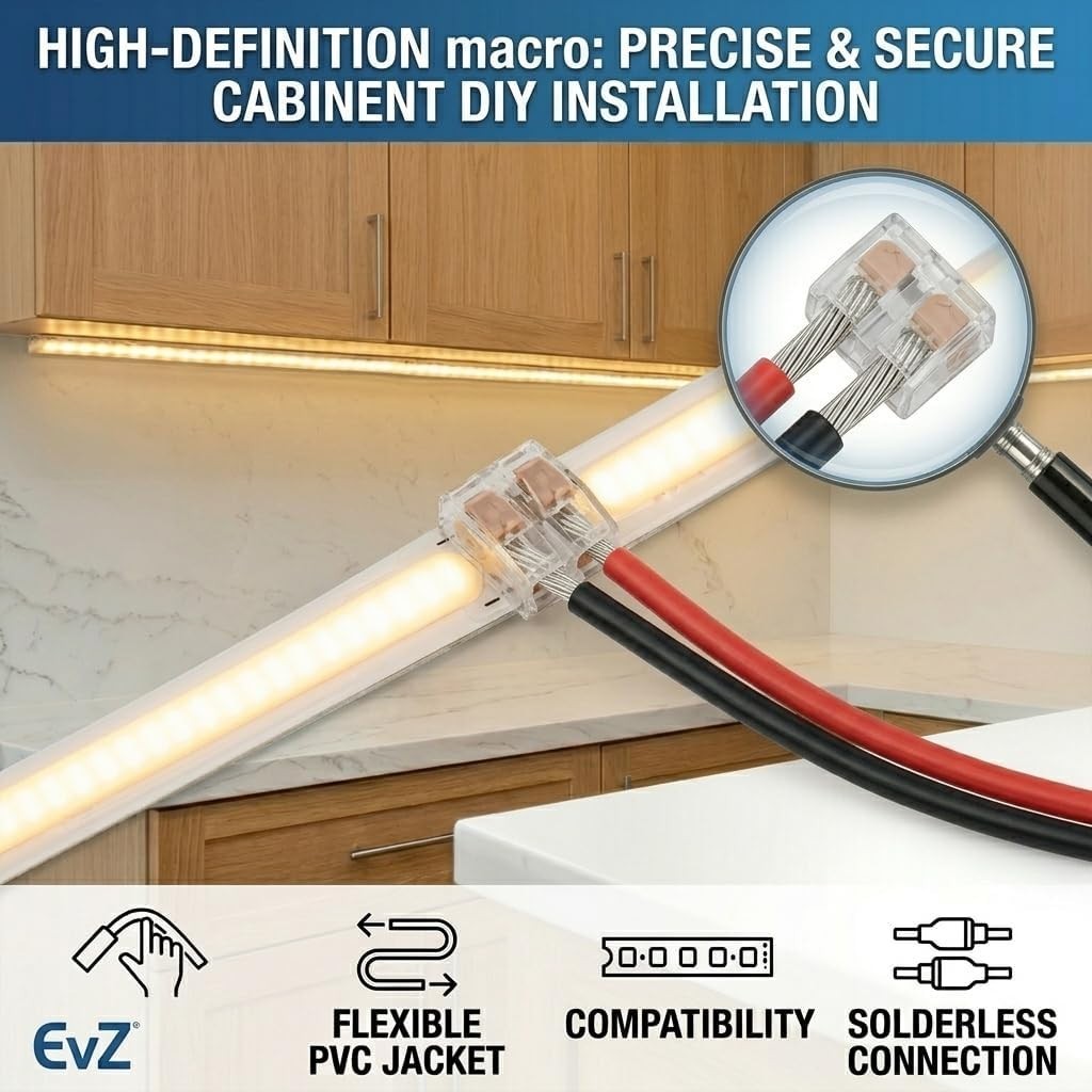 66ft 20AWG 2-Pin Tinned Copper Extension Cable for LED Strips, 12V/24V