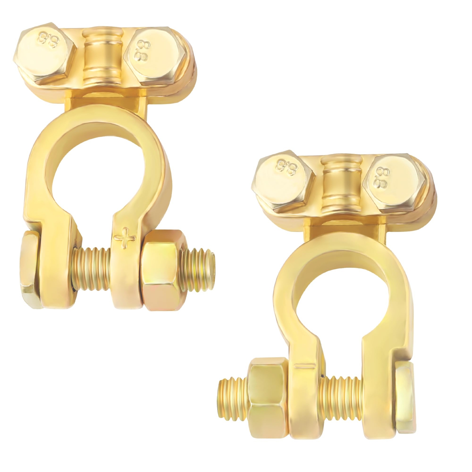 2PCS Positive & Negative Battery Terminal Connectors,Brass Battery Cable Ends