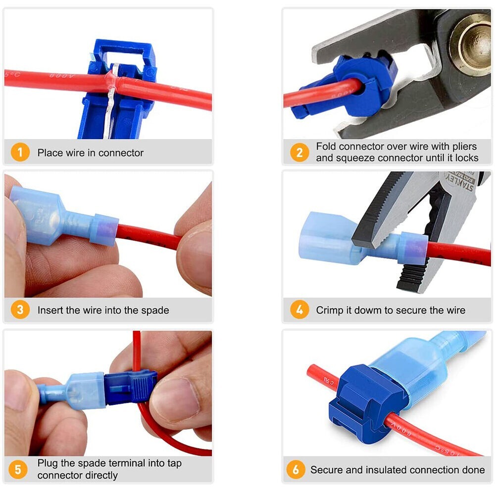 240 Conectores De Cable Terminales Electricos T-Tap Self-Stripping Splice Nylon