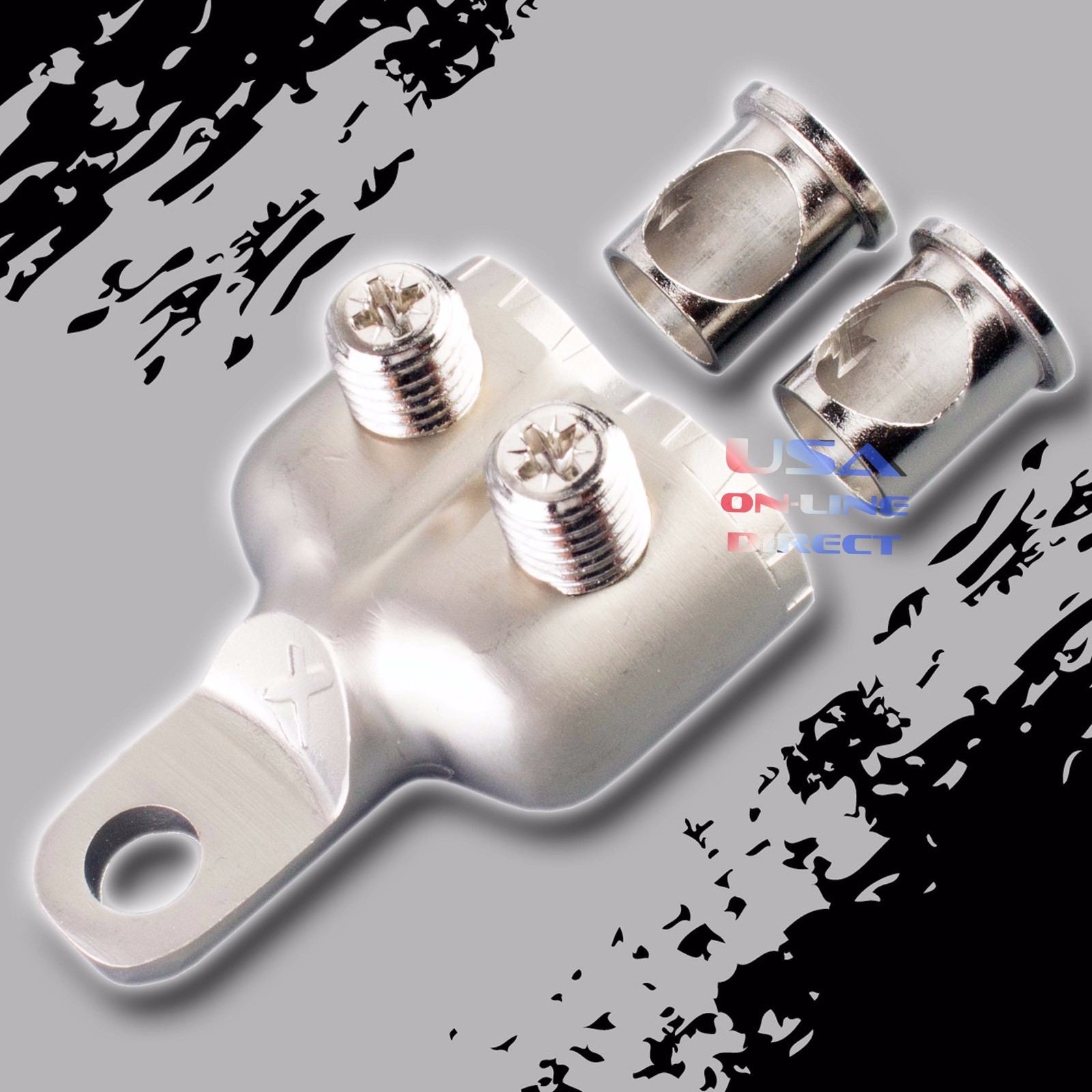 2pc Platinum Dual 4 AWG Gauge Ring Battery Terminal Adapters Marine Audio UTV US