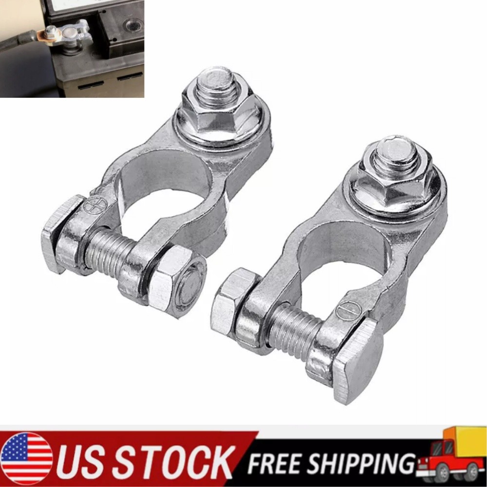 2Pcs Universal Battery Terminal Connectors Top Post Clamp For Car Marine 16-18mm