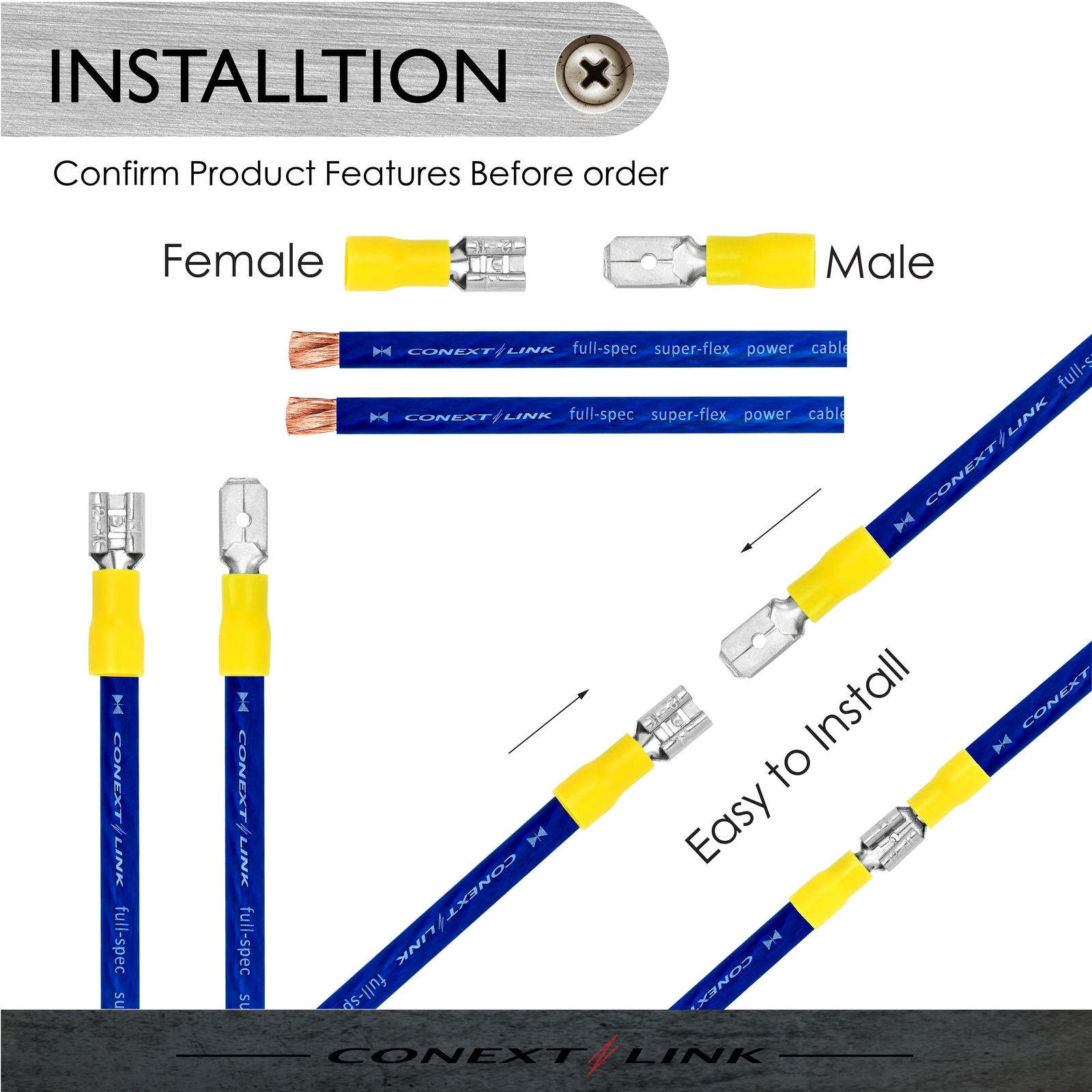 100 Vinyl Male Quick Disconnect Terminal 16-14 GA AWG gauge Blue 0.250″ Wire Car