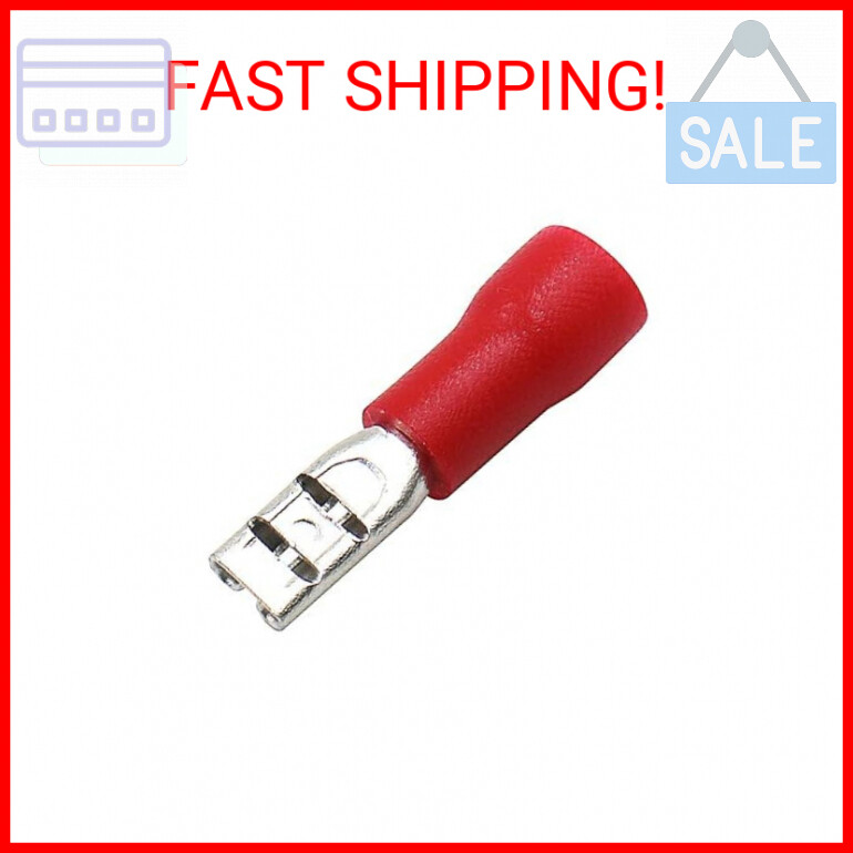 Baomain 0.11″ Red Female Insulated Spade Wire Connector Electrical Crimp Termina
