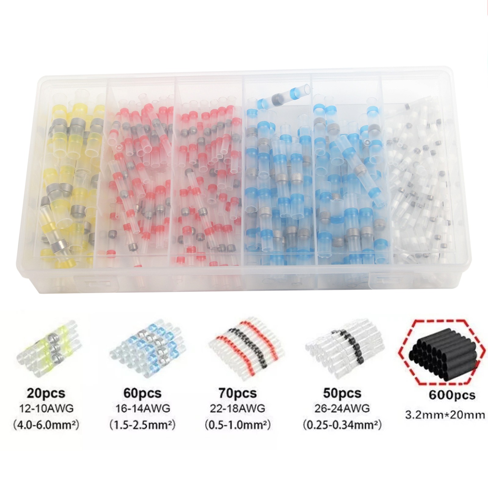 800PCS Waterproof Solder Stick Seal Sleeve Heat Shrink Butt Wire Connectors Kit