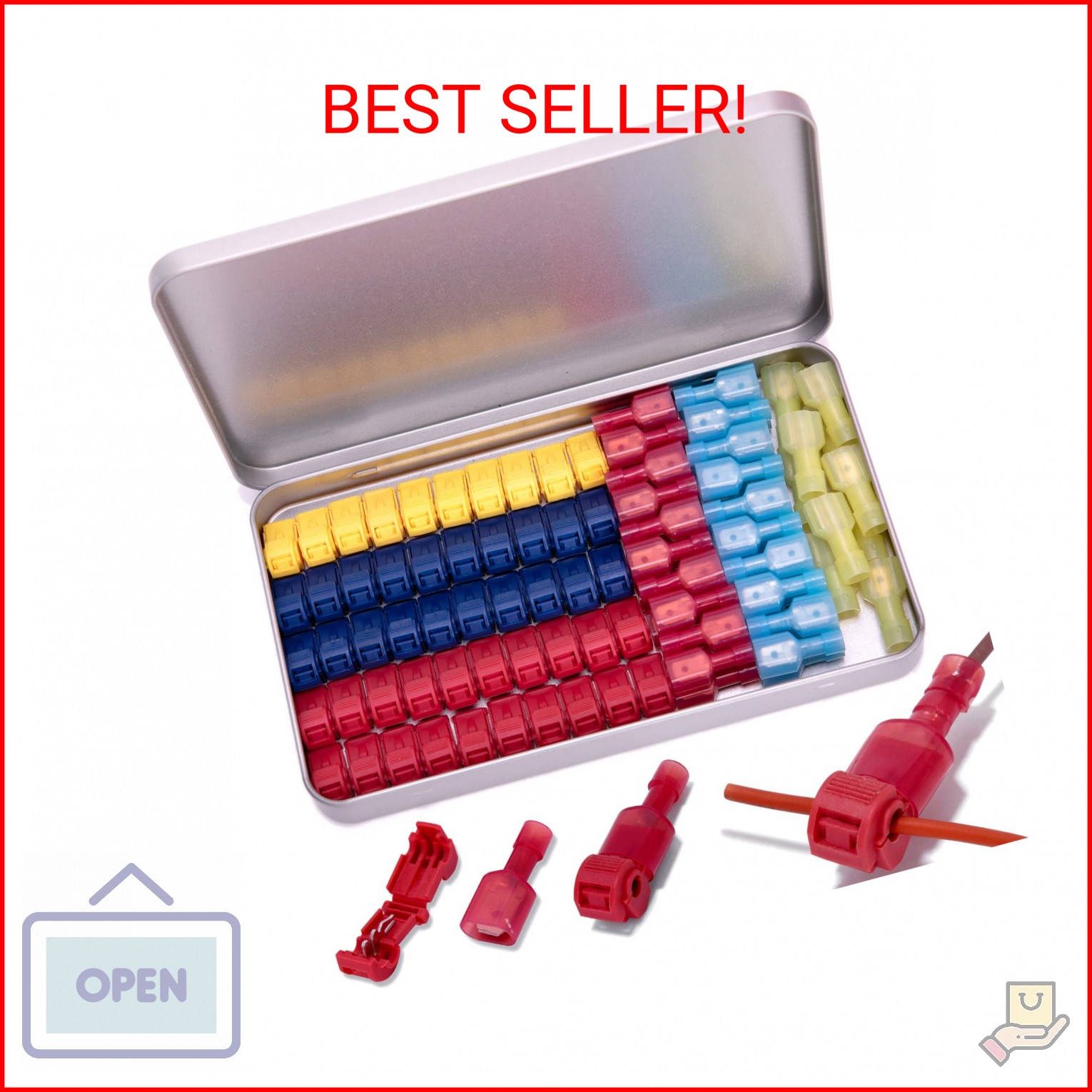 100 Pcs/50 Pairs T-Tap Wire Connectors, Ginsco Quick Splice Self-Stripping Elect