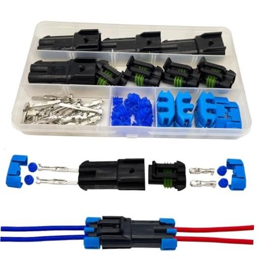14-12 AWG 2 Pin Connector Weather Pack Connectors Kit 2 Wire 2pin/4kit/14-12AWG