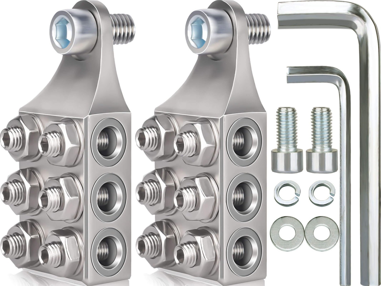 12-Way 10AWG Up to 4/0 AWG Gauge Battery Terminal Connectors, Top Post Silver