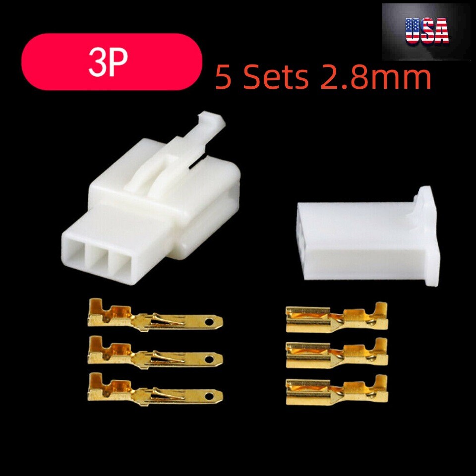 5 Sets 2.8mm 3P Automotive Electrical Wire Connector Male Female Cable Terminals