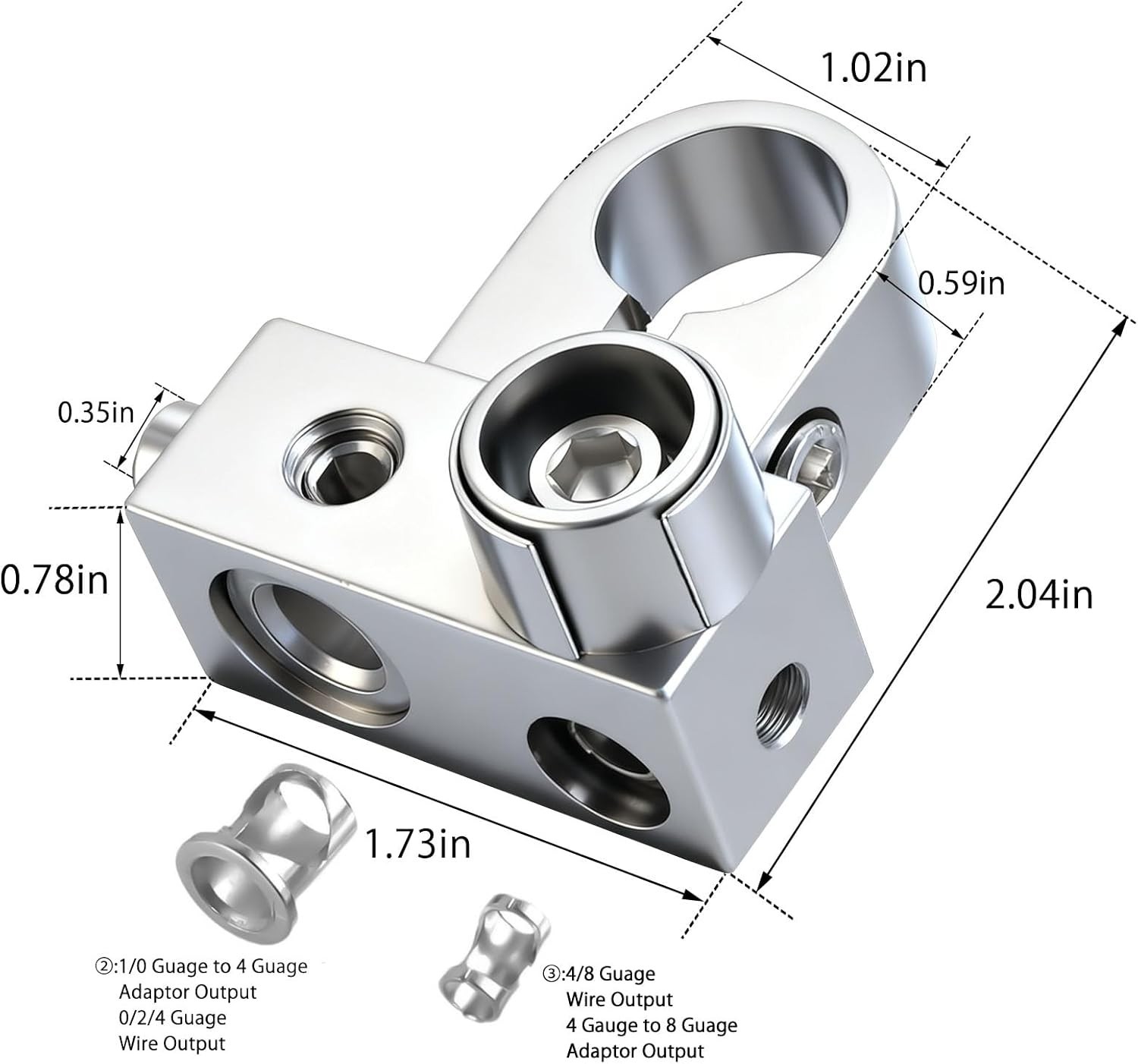 BTO Universal car Battery Terminal Connectors for 0/2/4/8 Gauge Top/Side Post