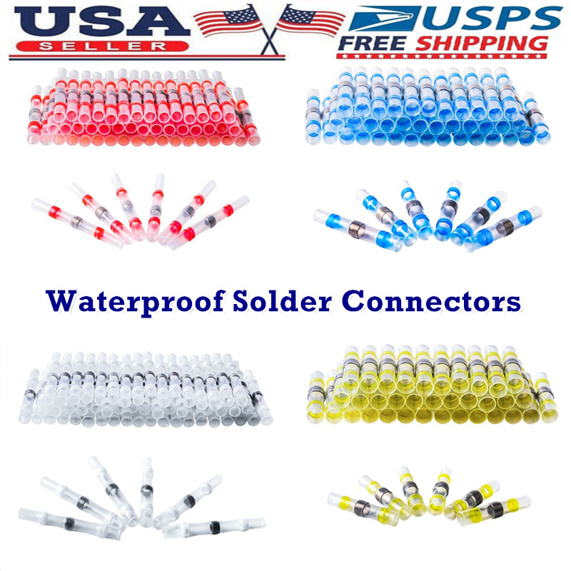 400PCS Waterproof Heat Shrink Butt Terminals Solder Seal Sleeve Wire Connectors