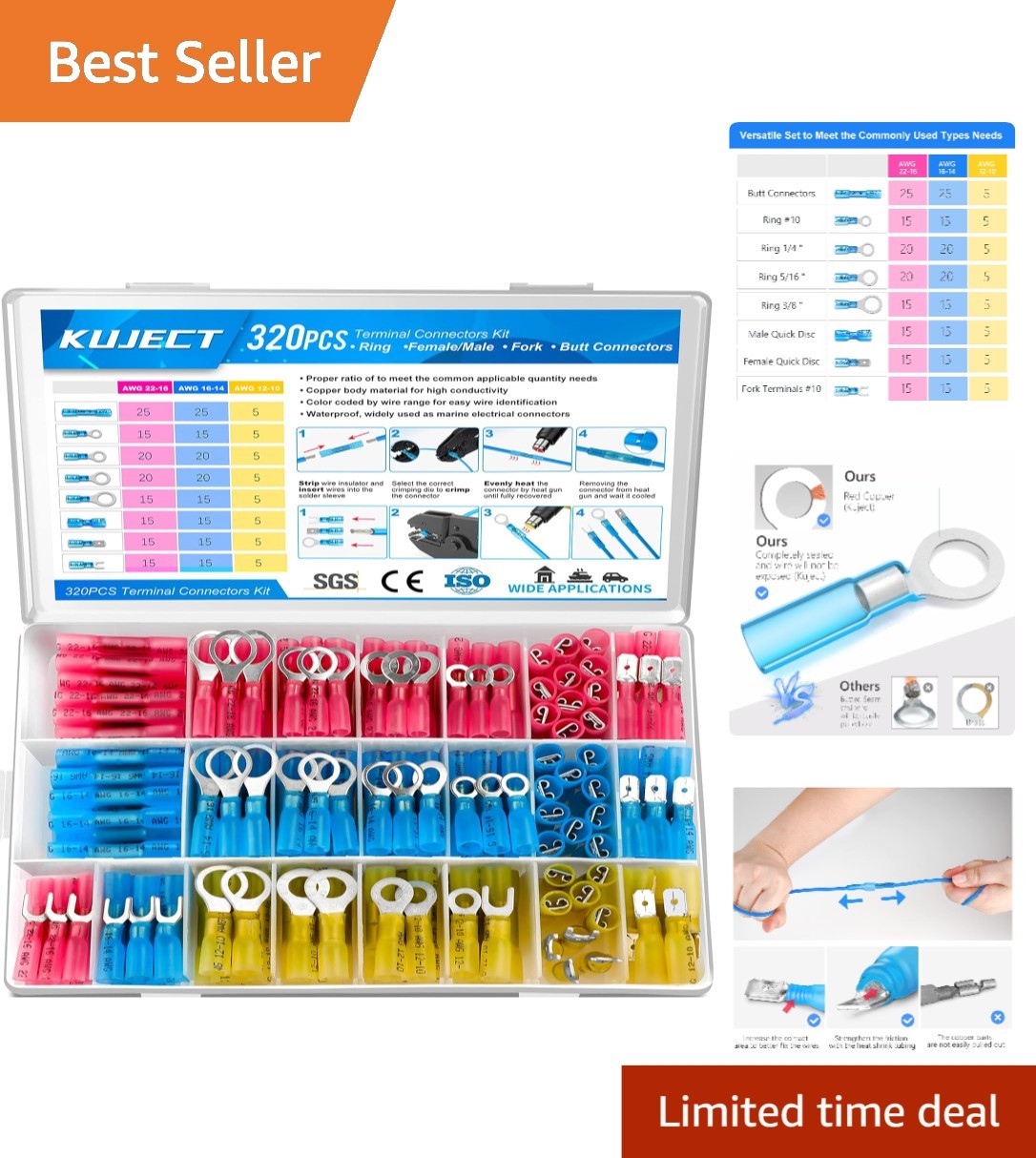 Waterproof Electrical Connectors Kit 320 Pieces for Cars Boats and Trucks