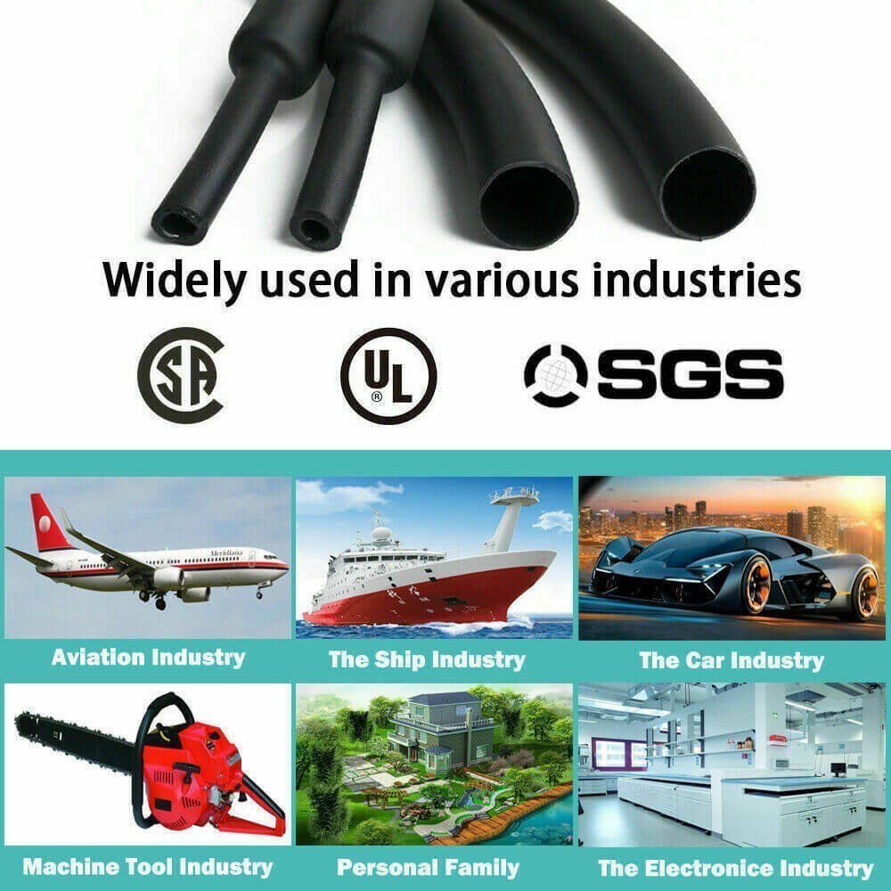5FT Black/Red/Clear Dual-Wall 3:1 Heat Shrink Tube Adhesive Glue Lined Wire Kit